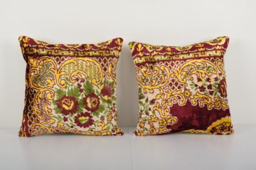 Set Of Two Vintage Velvet Cushion Cover, Pair Tribal Ethnic Pillow Case