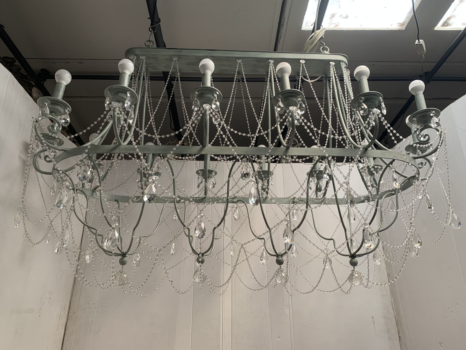 Chandelier In Black Metal, 14 Lights, Wrought Iron Florentine Art Made In Italy photo for sale