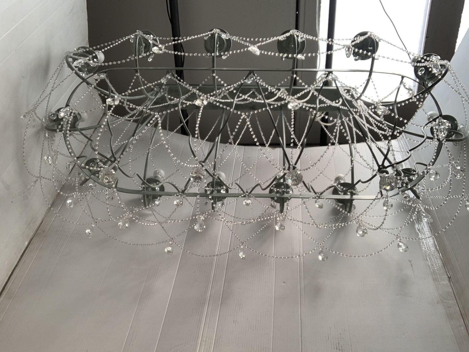 Lighting Chandelier In Black Metal, 14 Lights, Wrought Iron Florentine Art Made In Italy photo