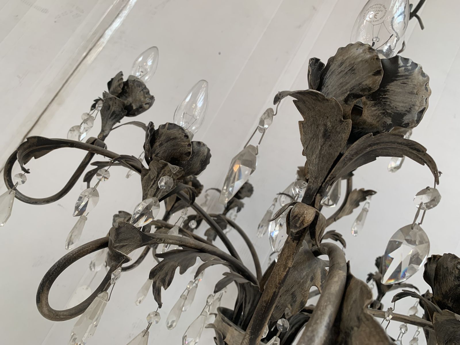 Chandelier In Brown And Gold  Handmade Brushled Metal, 10 Lights, Wrought Iron Florentine Art Made In Italy photo furniture