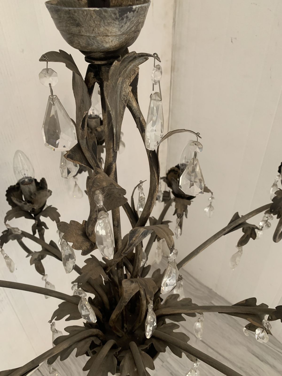 photo vinterior Chandelier In Brown And Gold  Handmade Brushled Metal, 10 Lights, Wrought Iron Florentine Art Made In Italy