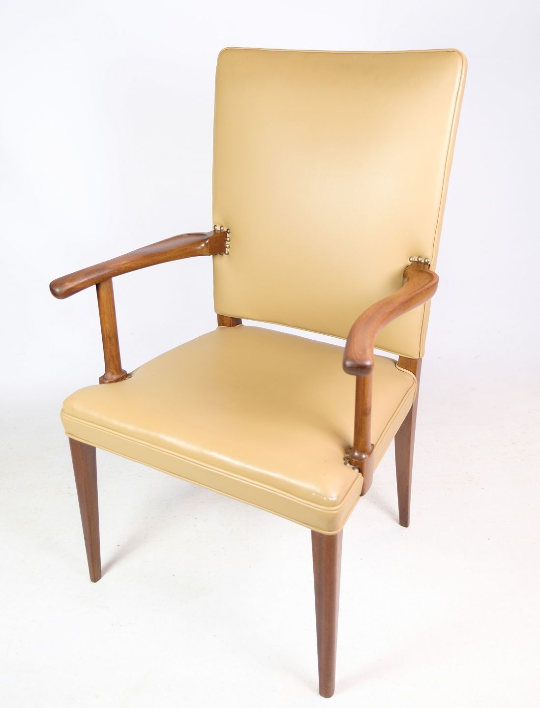 Armchair In Mahohgany And Light Leather By Jacob Kjær From 1950s