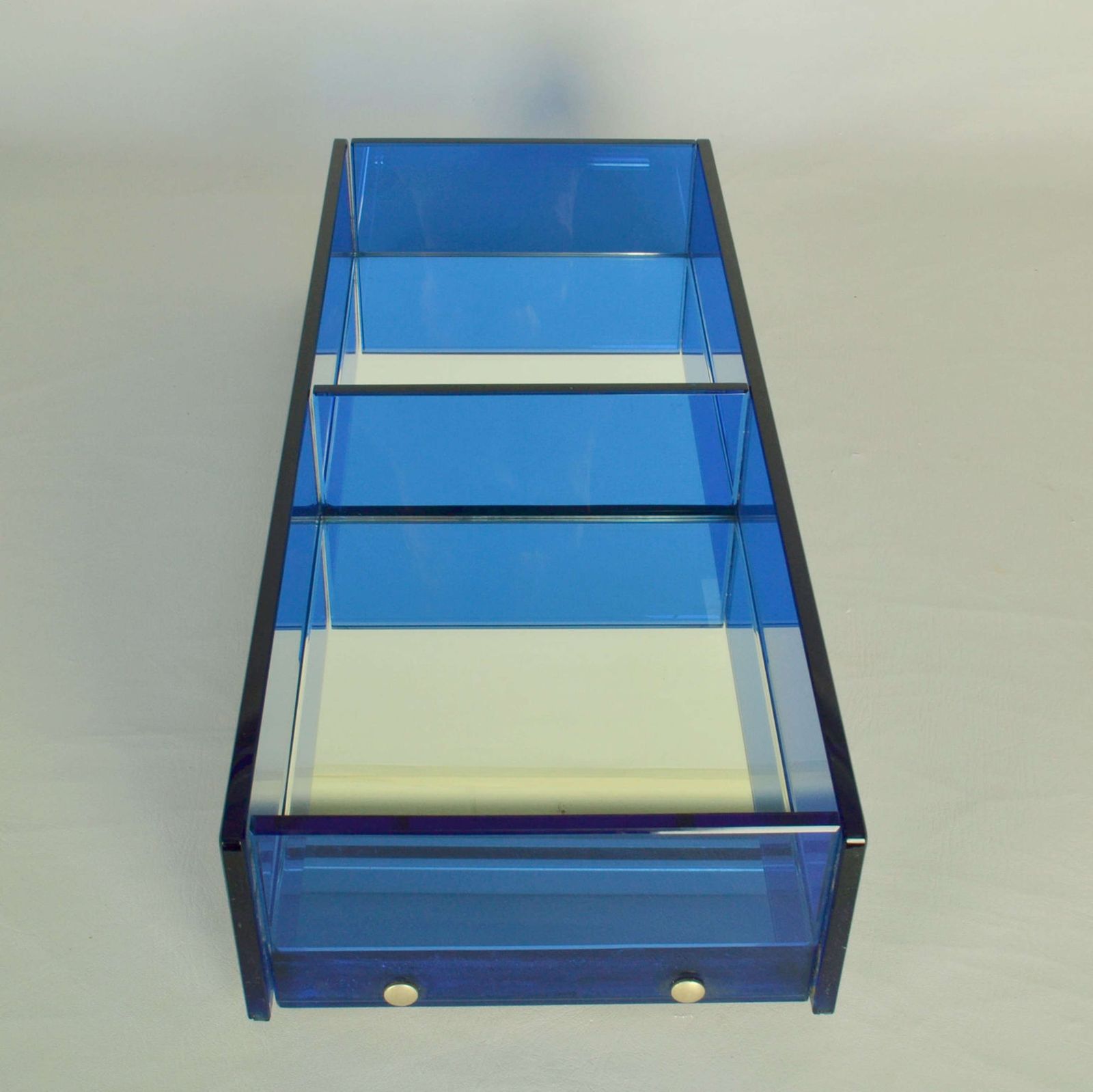 Blue Glass Wall Mirror Attributed To Crystal Arte photo 1750.0