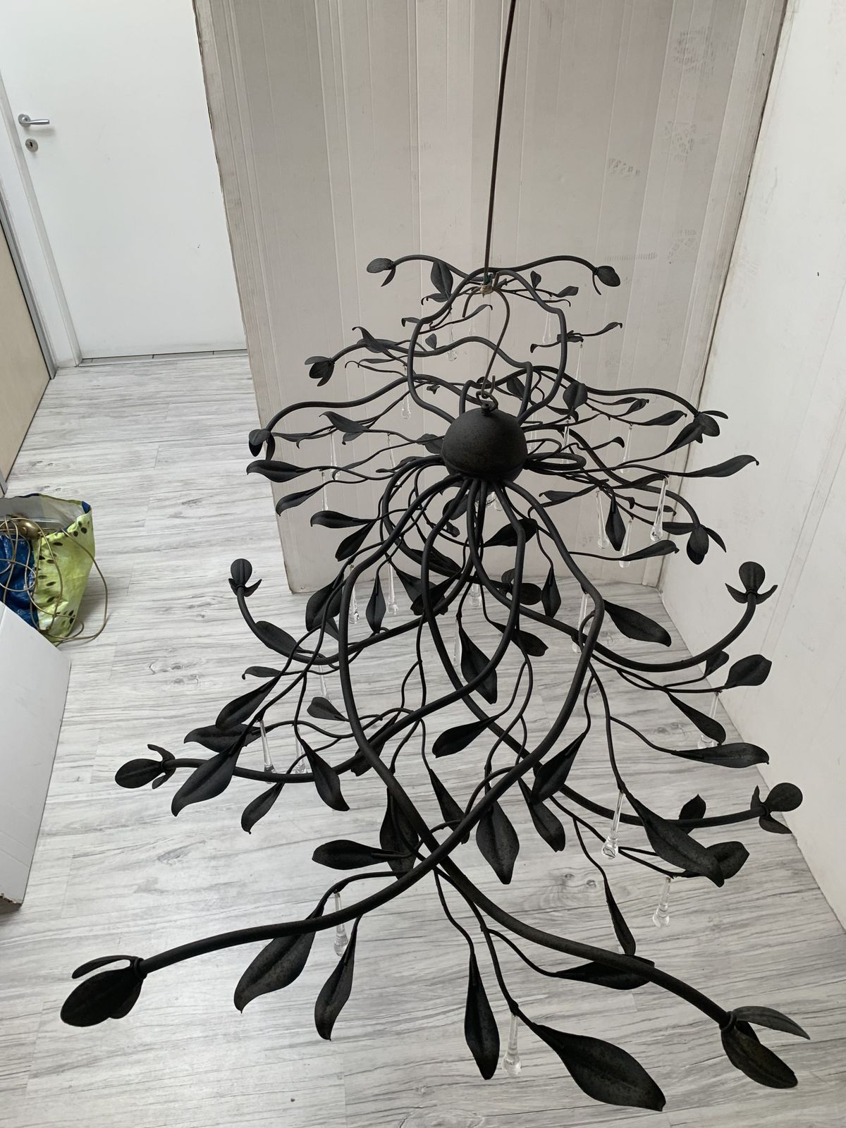 Chandelier In Black Metal Big And Impressive  Wrought Iron Florentine Art Made In Italy photo Lighting