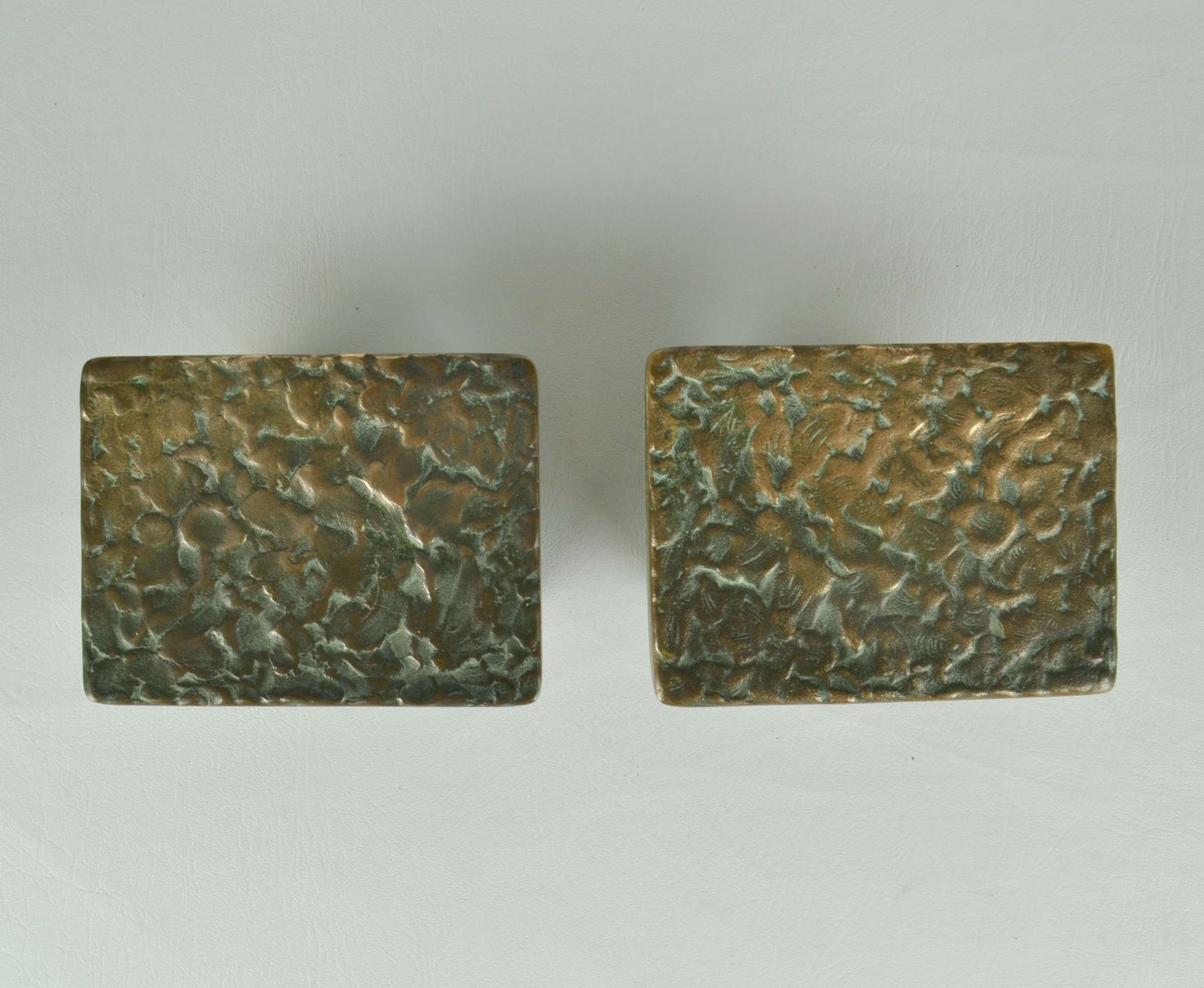 Pair Of Bronze Push Pull Horizontal Door Handles With A Ripple Relief photo for sale