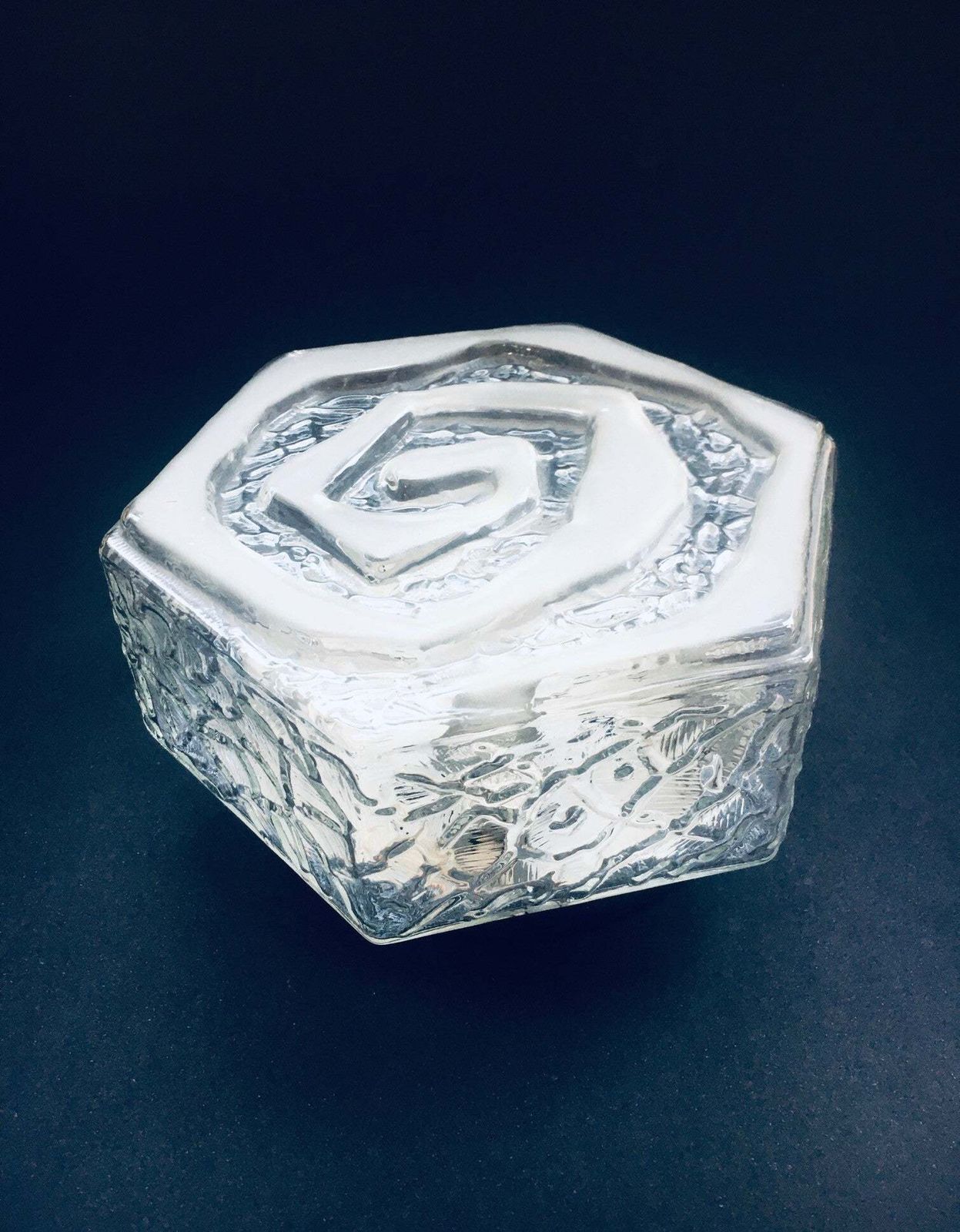 Hexagonal Spiral Design Glass Sconce Wall Lamp 1960's