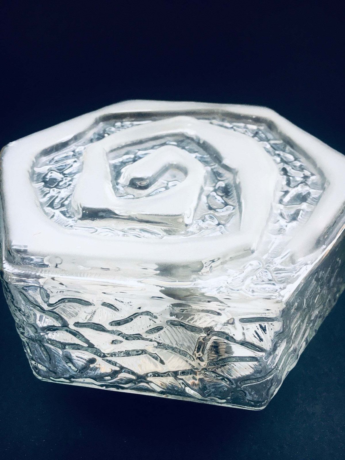 Hexagonal Spiral Design Glass Sconce Wall Lamp 1960's photo buy