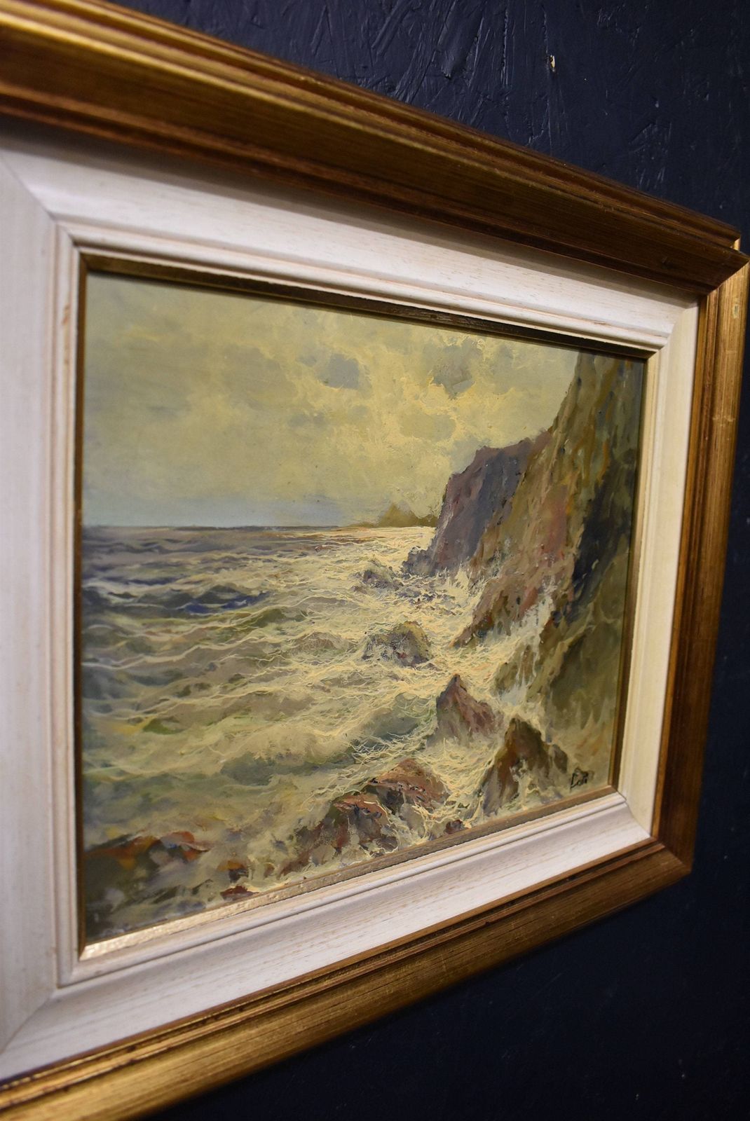 20th Century Italian Seascape / Landscape   Oil Painting photo furniture