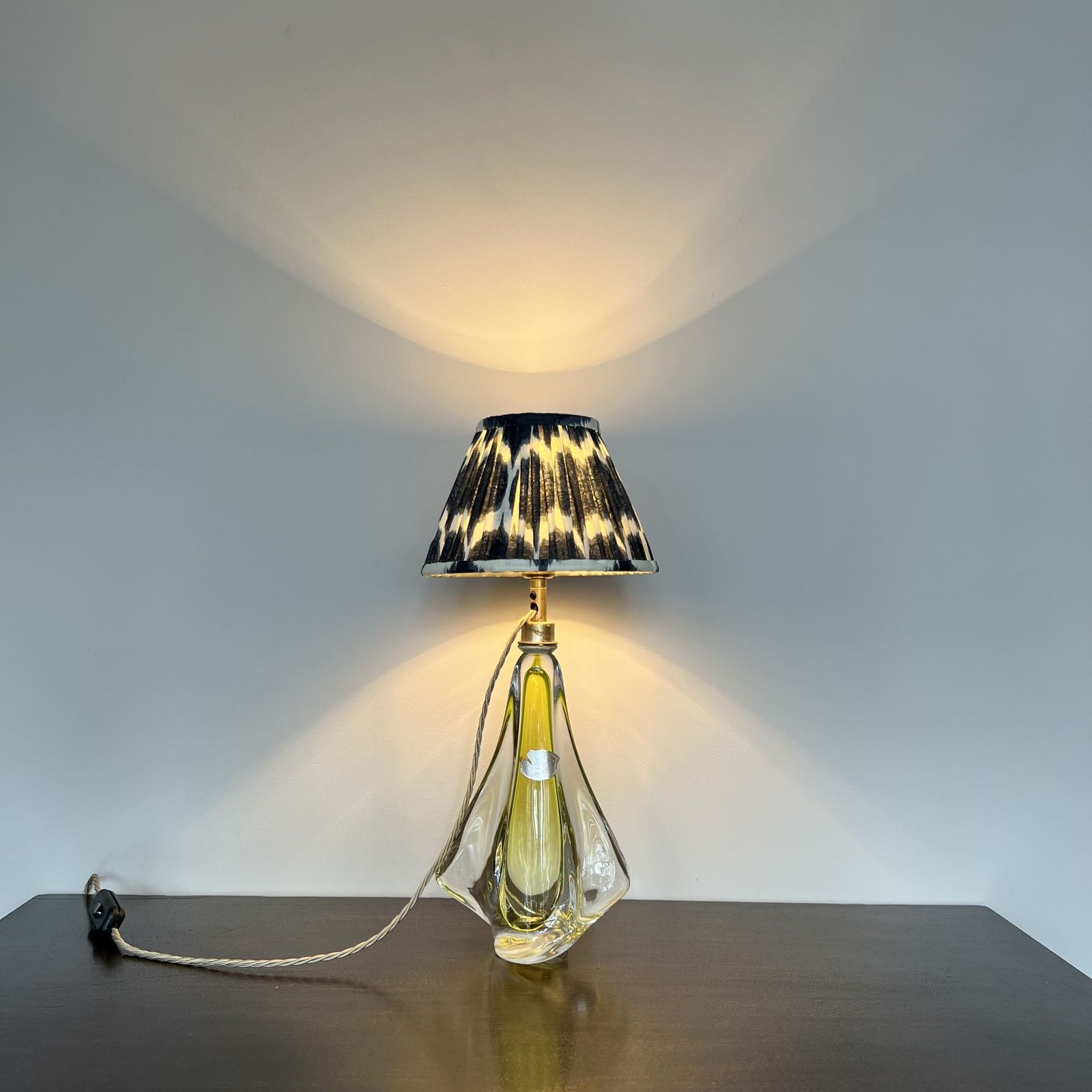 Val St. Lambert Belgian Yellow Crystal Table Lamp photo 295.0