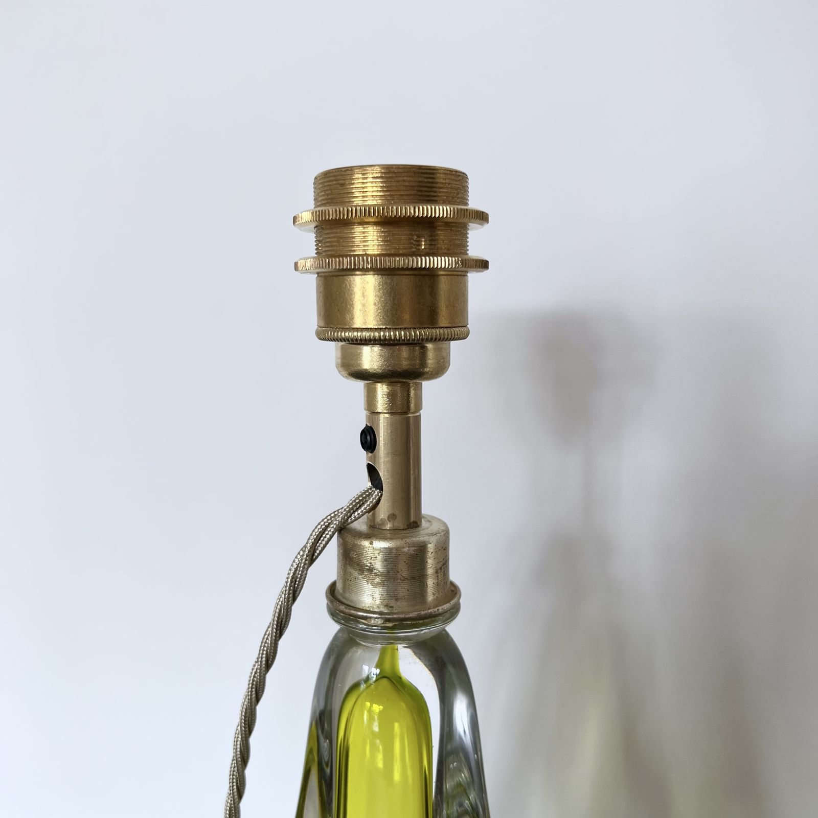 Val St. Lambert Belgian Yellow Crystal Table Lamp photo buy