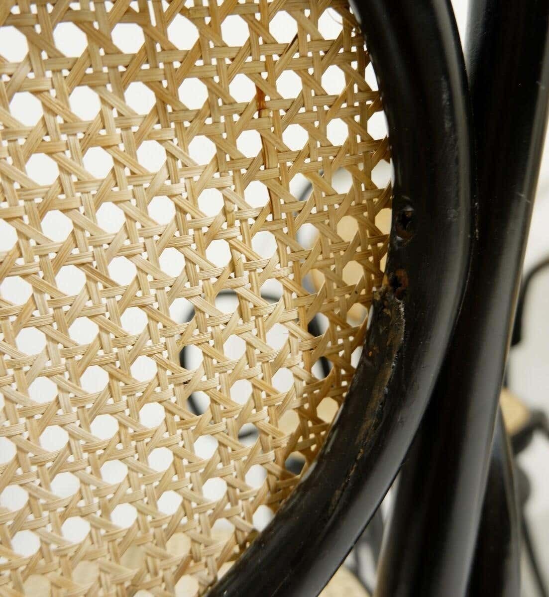 photo vintage Set Of 8 Thonet Armchairs Model Nr. 15, Black Wood And Cane, 1900s