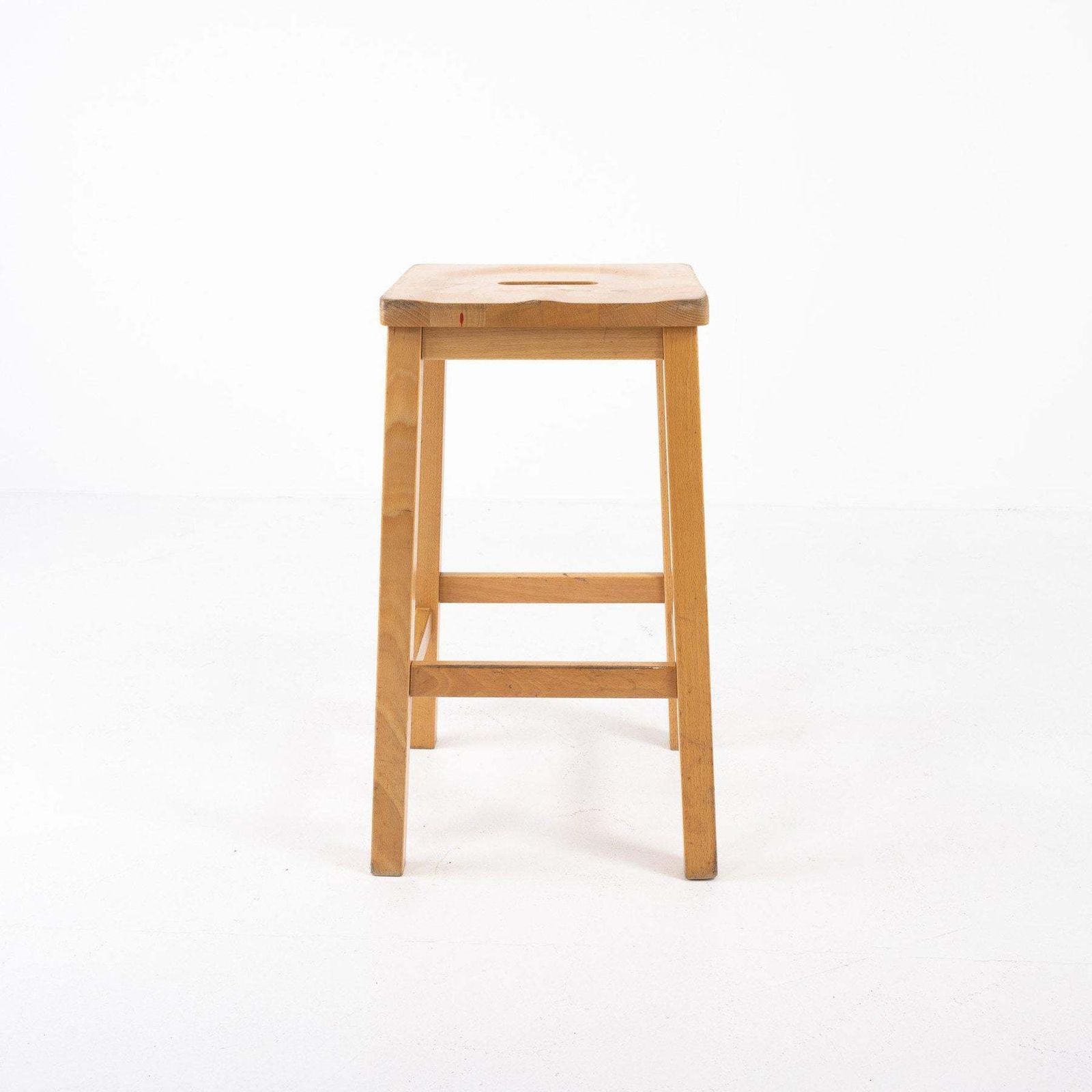 Vintage Reclaimed Solid Beech School Laboratory Stools photo for sale