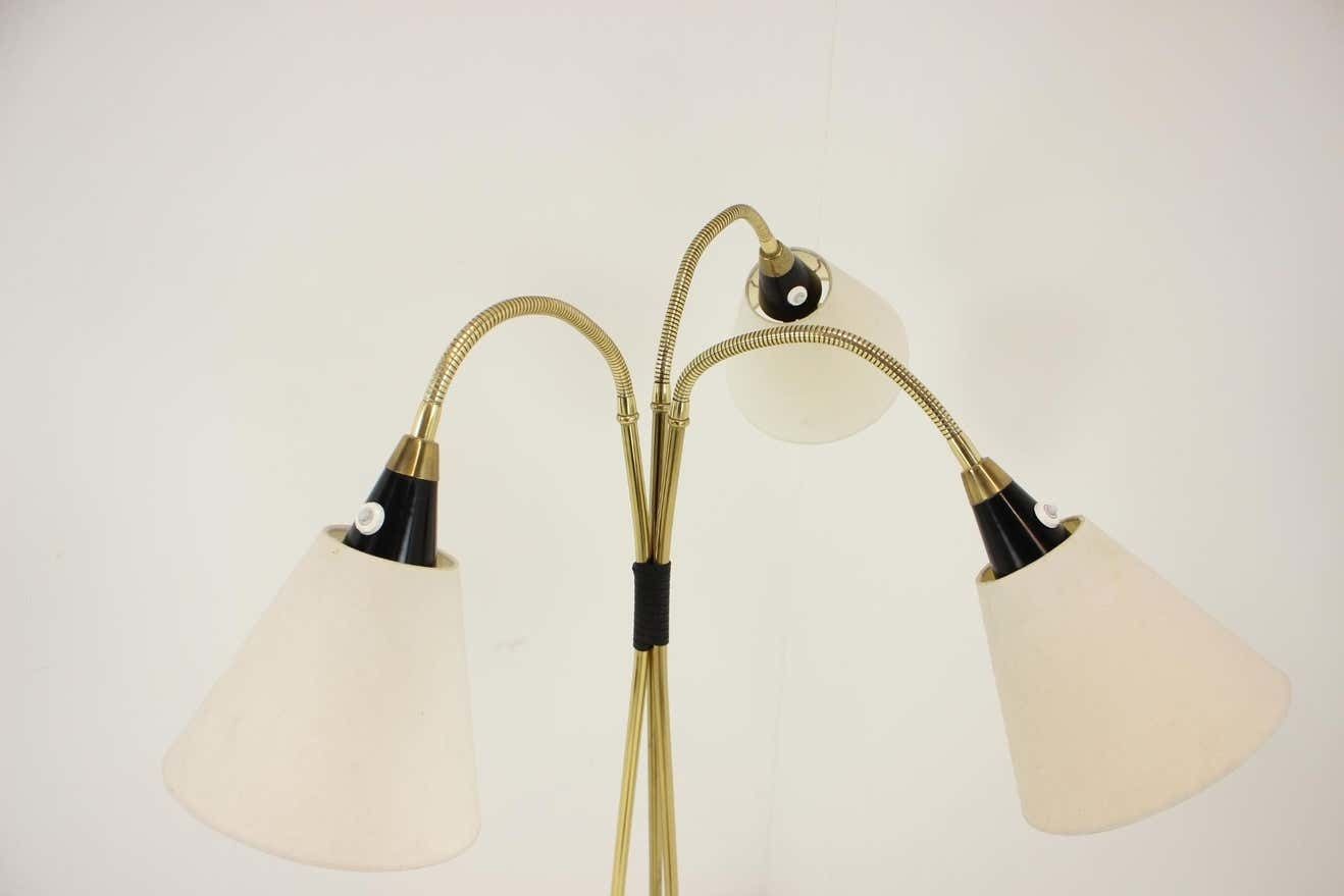 Lighting 1950s Brass Floor Lamp, Czechoslovakia photo