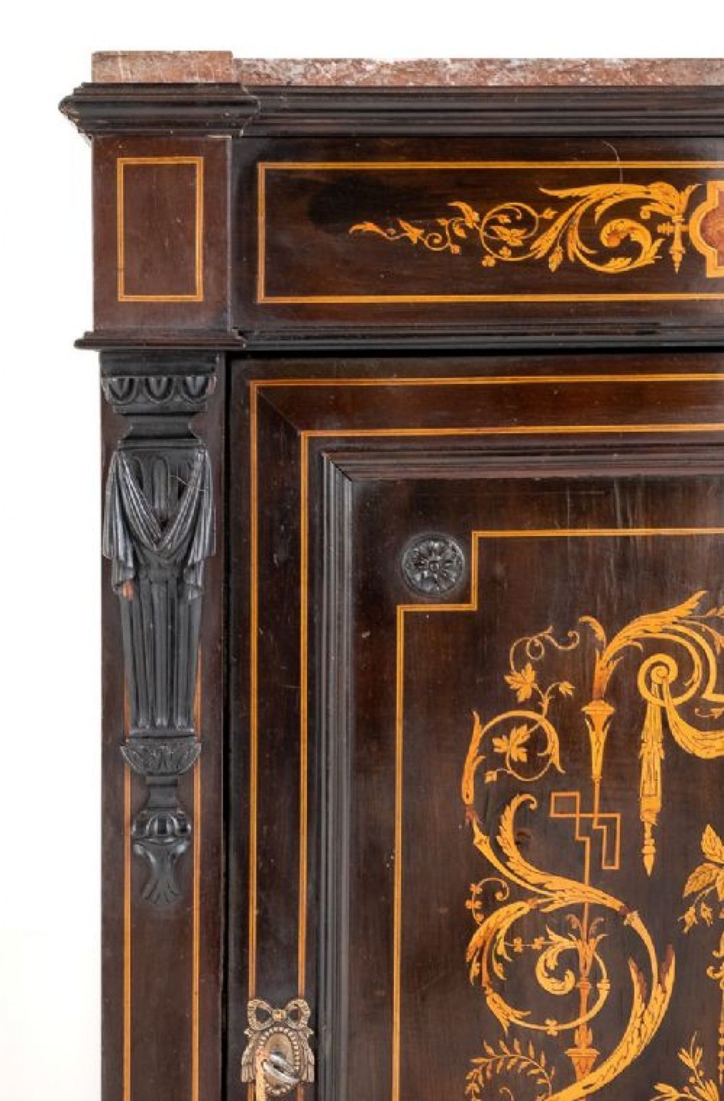 French Pier Cabinet Marquetry Inlay Chest 1860 photo for sale