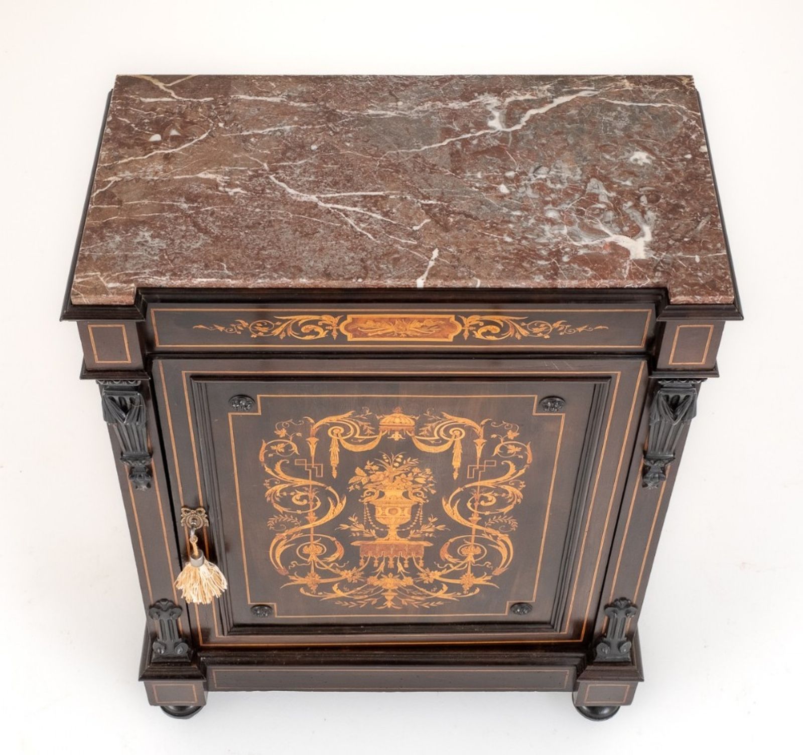 Furniture French Pier Cabinet Marquetry Inlay Chest 1860 photo