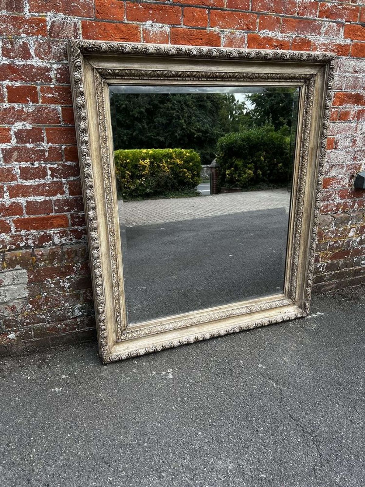 A Delightful Large Antique English 19th C Painted Ornate Framed Mirror