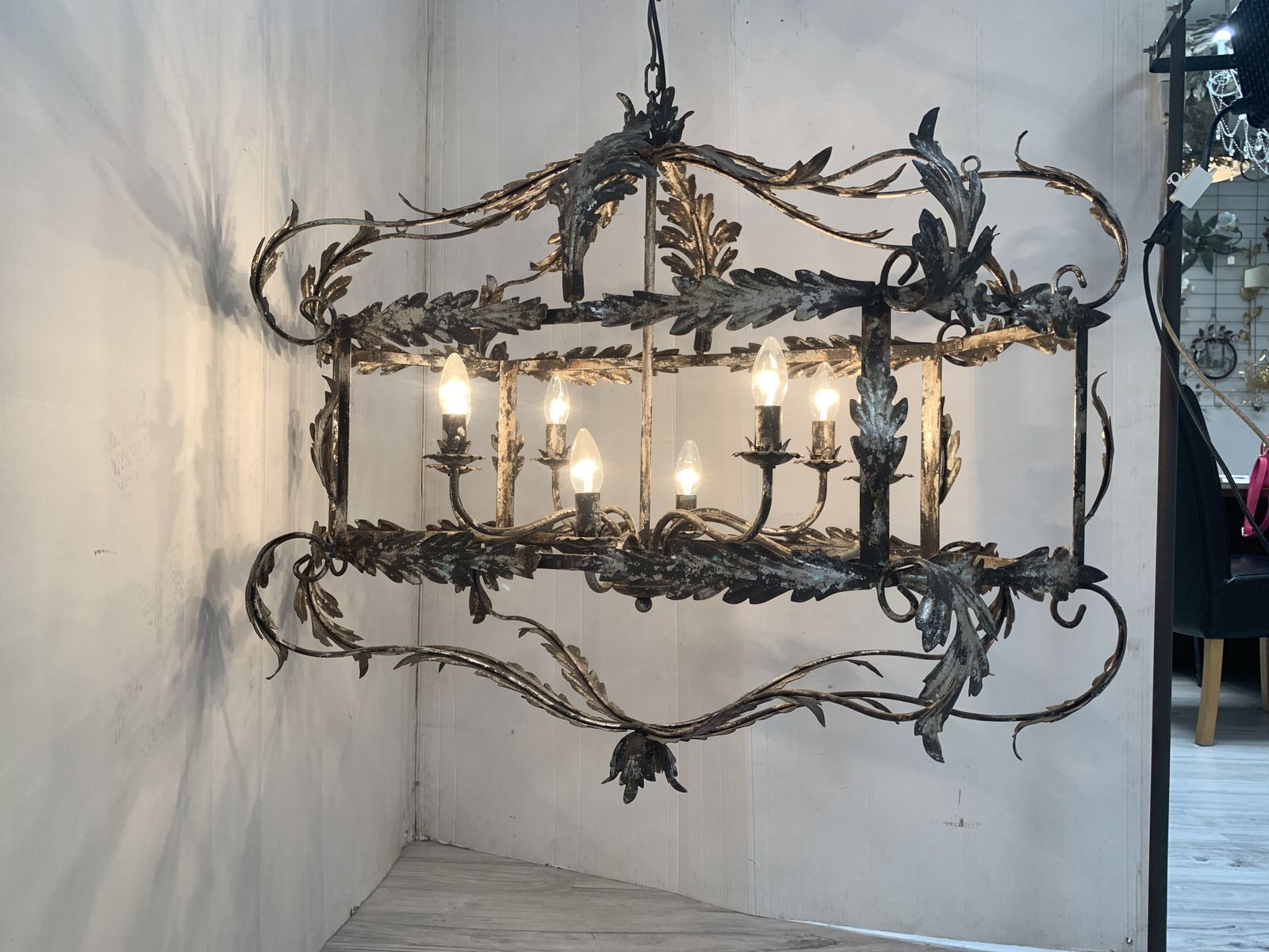 Chandelier In Silver + Argilla Metal Big And Impressive  Wrought Iron Florentine Art Made In Italy photo 10912.0