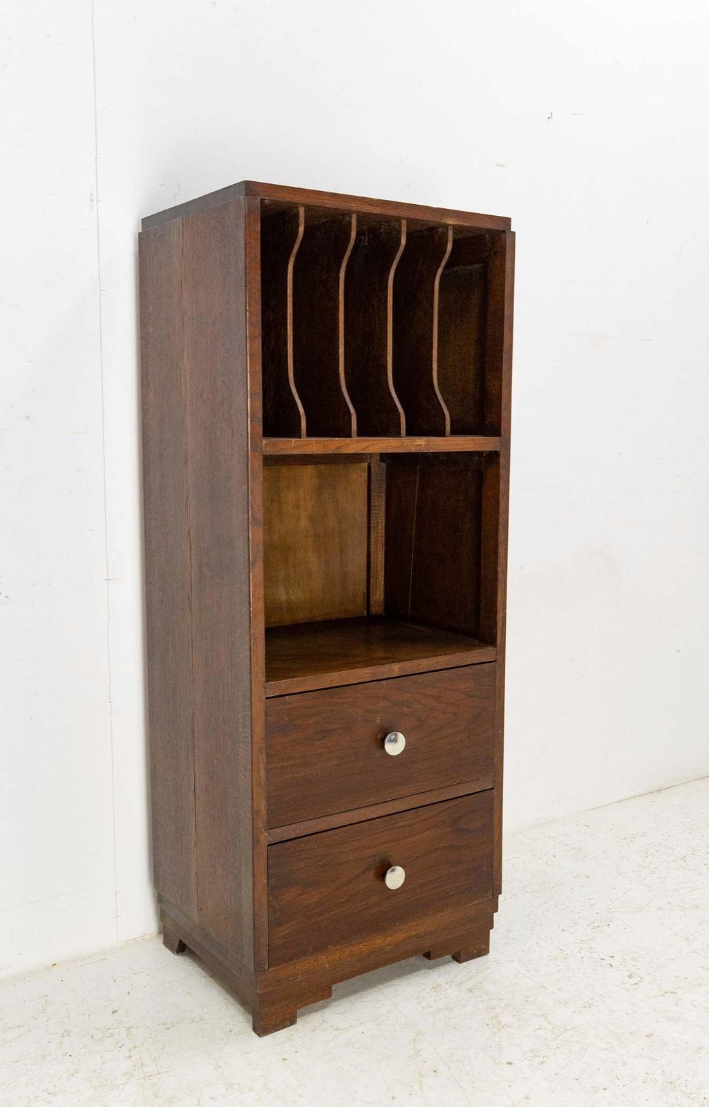 Meuble de bureau français mid-century en chêne massif, vers 1940 photo for sale