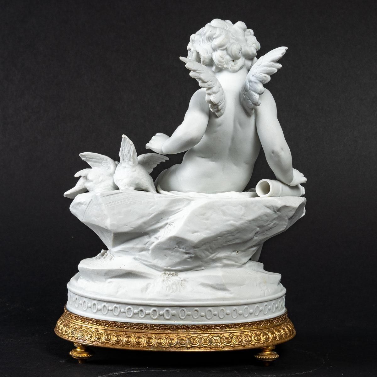 Small Angel With Birds In Biscuit, End Of The 19th Century photo for sale