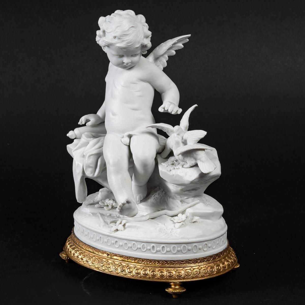 Small Angel With Birds In Biscuit, End Of The 19th Century photo vinterior