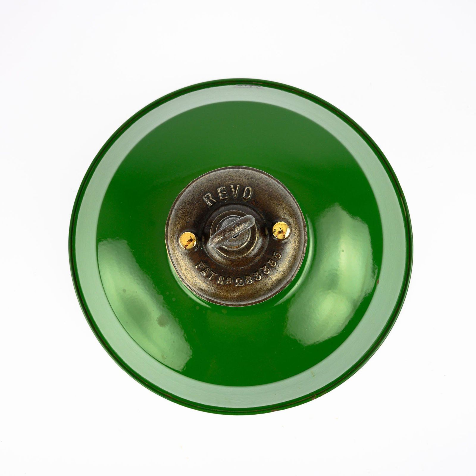 Original Industrial Green Enamel Factory Pendant Lights By Revo Tipton photo for sale
