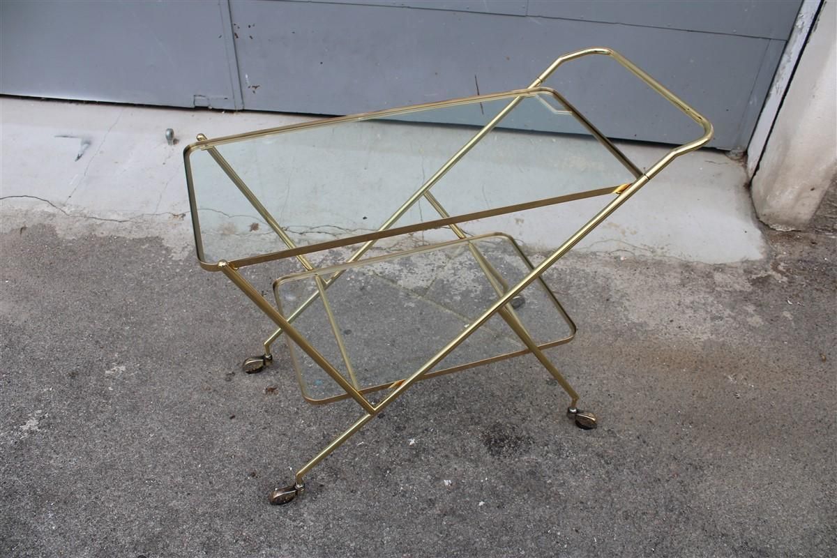 photo for sale Stylized Solid Brass Bar Trolley Mid Century Italian Design 1950 Cesare Lacca