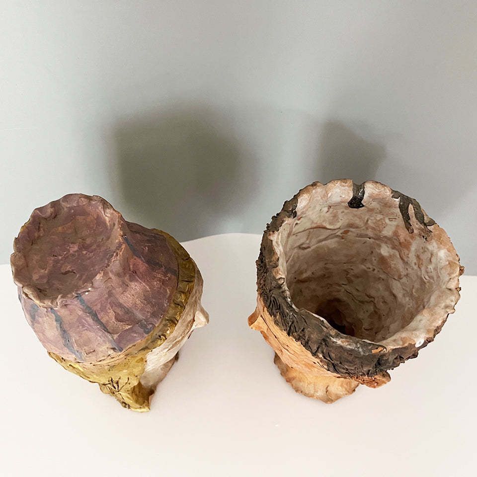 Pair Of Hand Decorated Ceramic Heads   Art photo vinterior