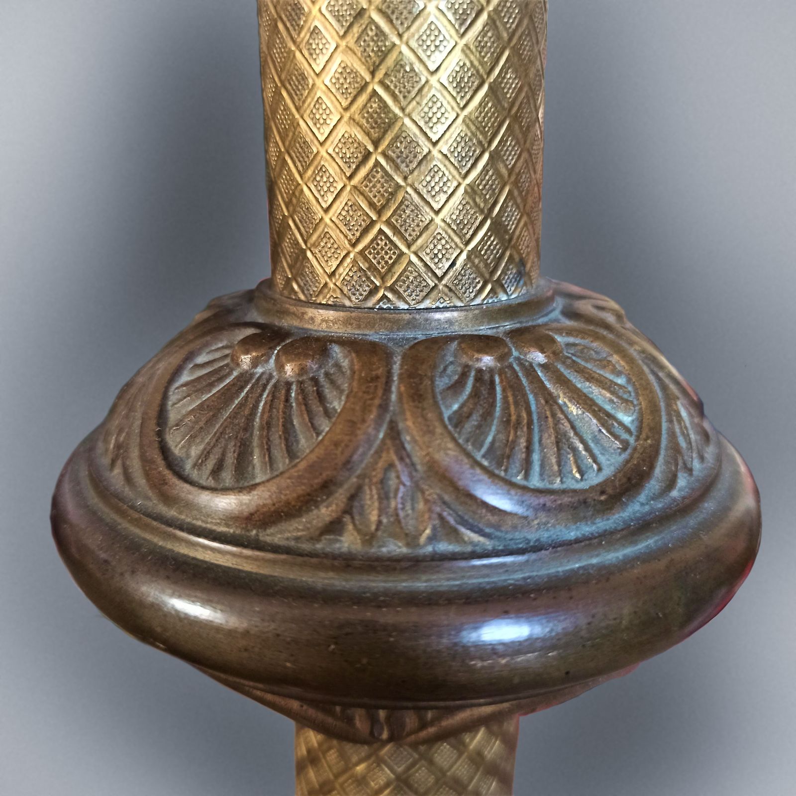 Early 19th Century Ecclesiastical Gilt Bronze Candlestick Lamp photo 350.0