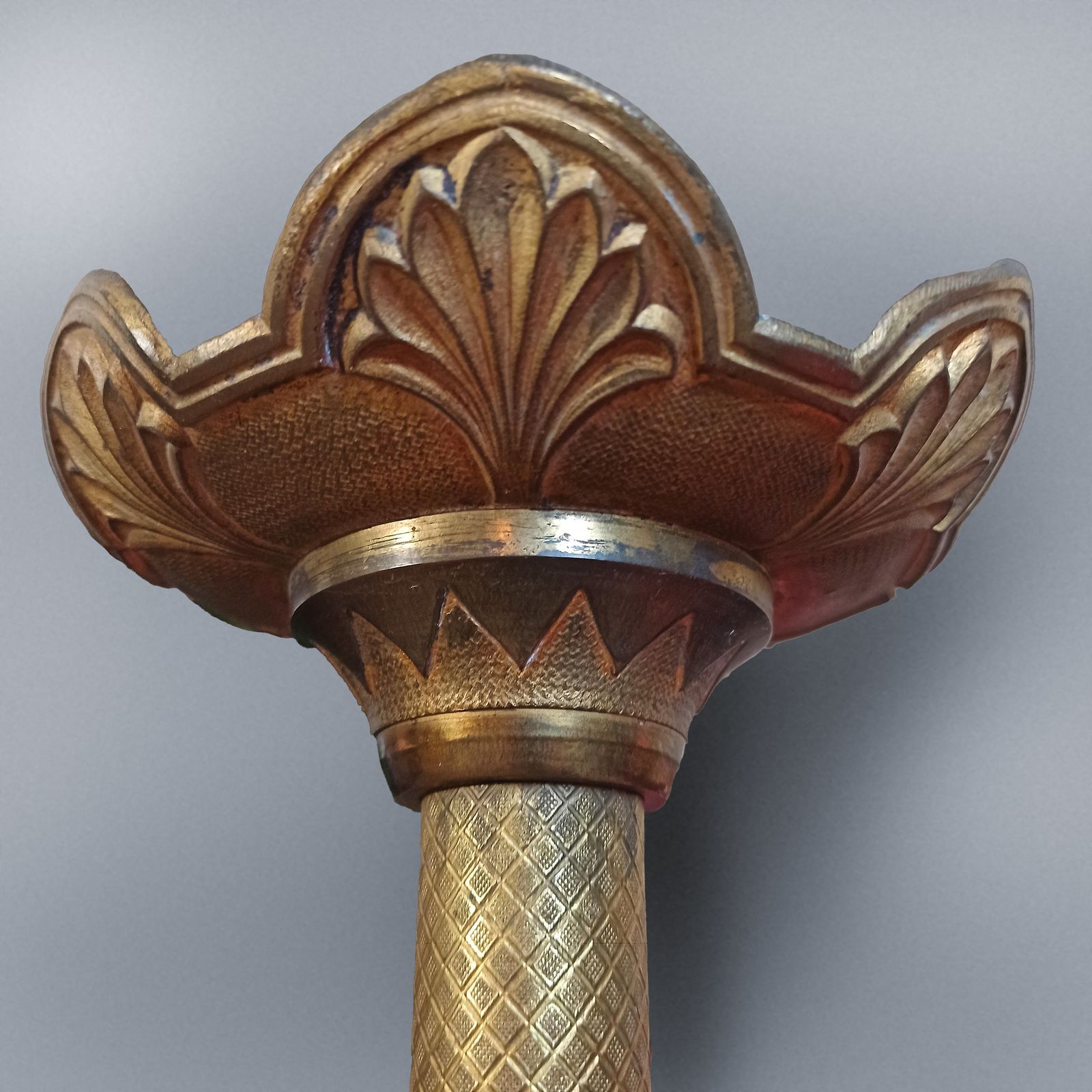 Early 19th Century Ecclesiastical Gilt Bronze Candlestick Lamp photo vinterior
