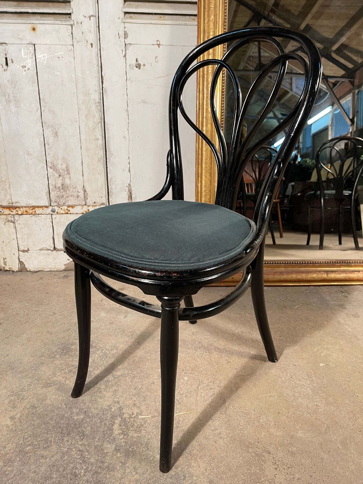 A Rare Set Of Four Original Design Ebonised Antique Thonet Bentwood “Chair 25” Angel Back Dining Chairs Circa 1865 photo vinterior