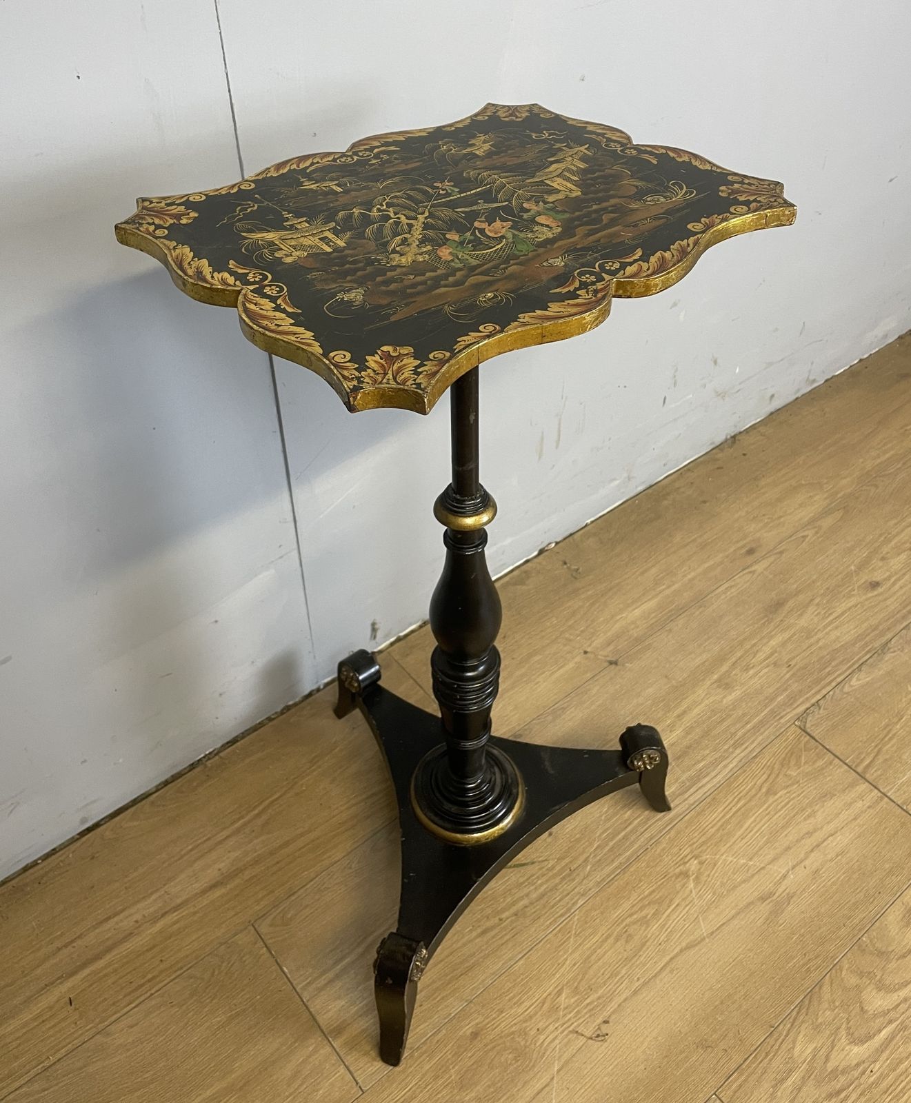 C19th Chinoiserie Wine Table With Ebonised Tripartite Base photo for sale