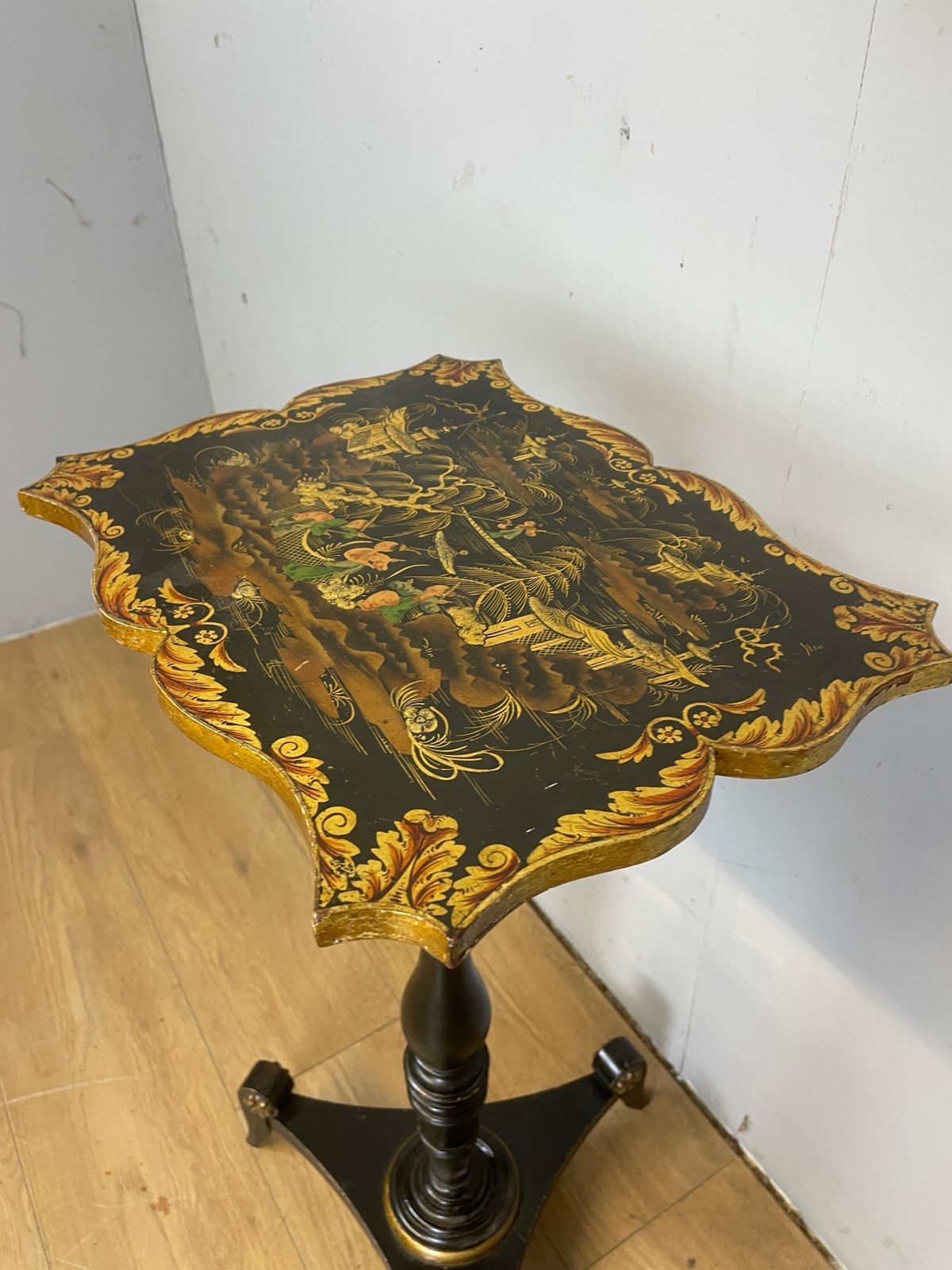 C19th Chinoiserie Wine Table With Ebonised Tripartite Base photo vinterior