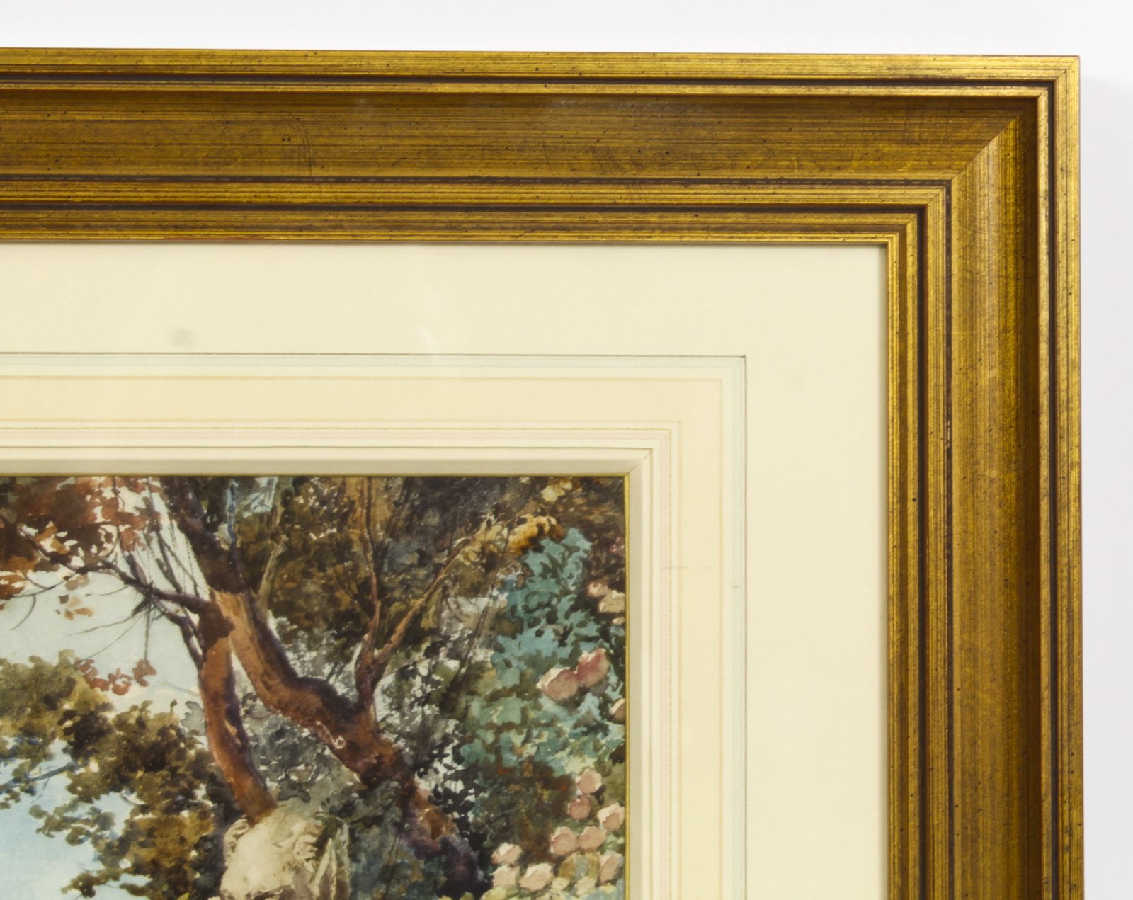 Art Antique Water Colour  "The Romantic Walk"  By  Belisario Gioja   19th C photo