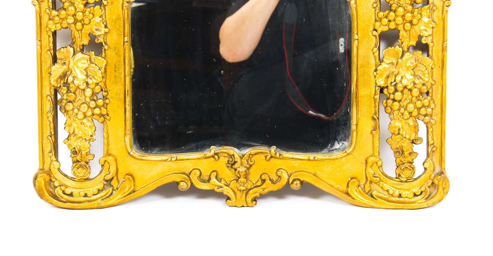 Antique Italian Giltwood Mirror Carved With Fruiting Vines 19th C   78x56cm photo 1650.0