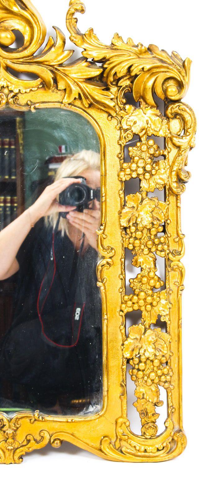 Antique Italian Giltwood Mirror Carved With Fruiting Vines 19th C   78x56cm photo vinterior
