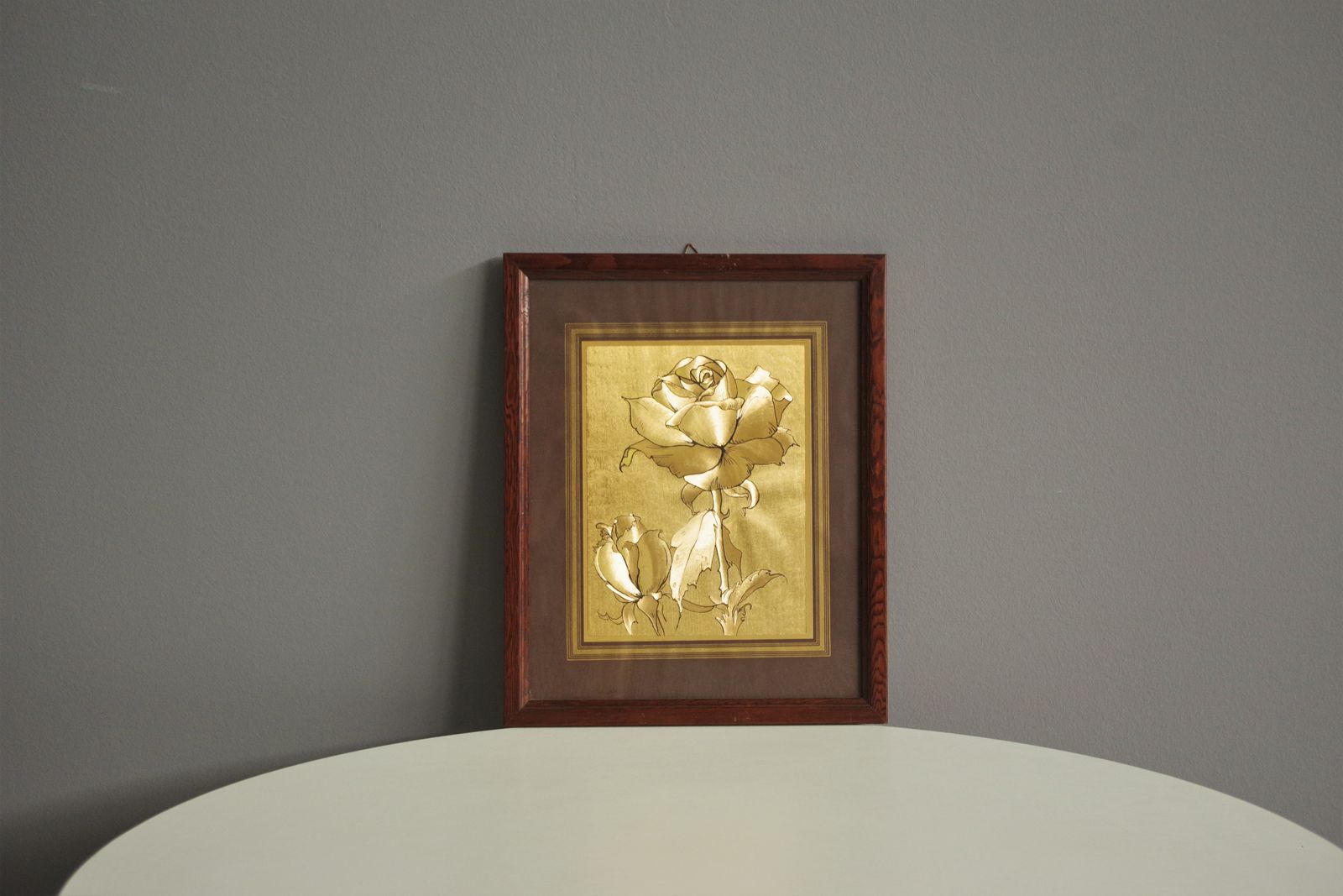 Picture With Rose In Gold From The 70s