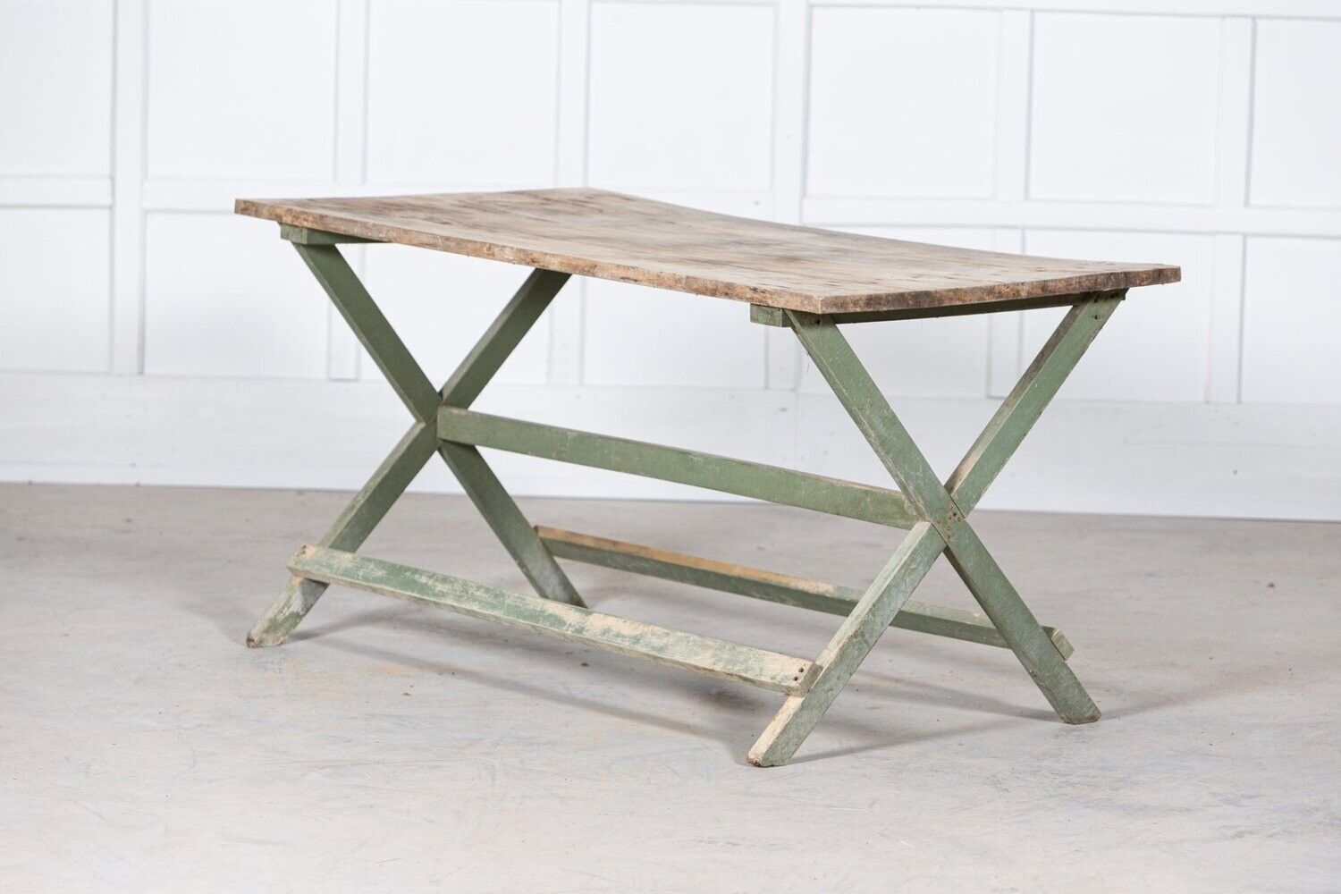 19thc French Painted Green Fruitwood Tavern Table photo 2650.0