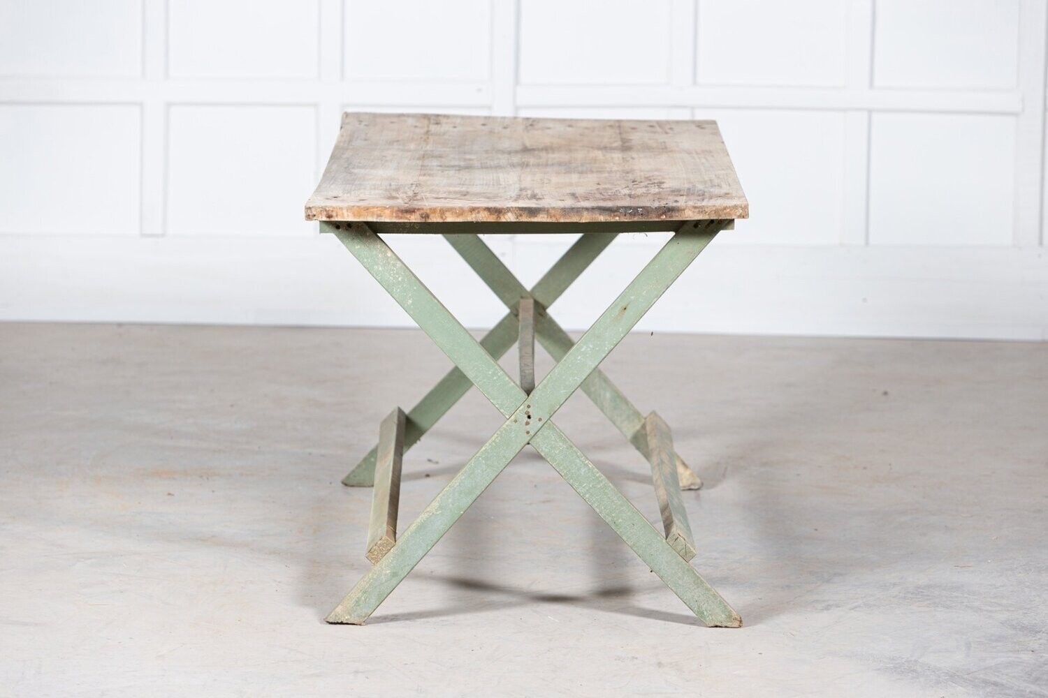 19thc French Painted Green Fruitwood Tavern Table photo vintage
