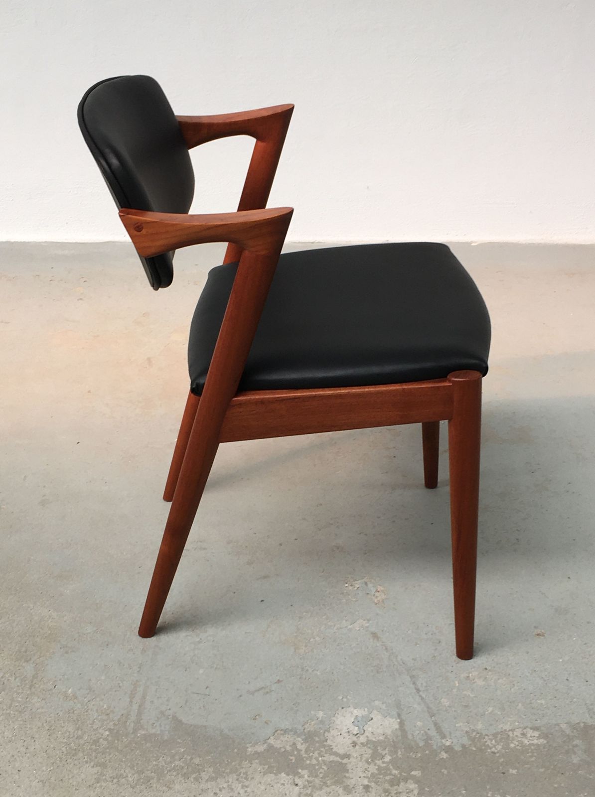 Furniture Kai Kristiansen Six Fully Restored Teak Dining Chairs Inc. Custom Reupholstry photo