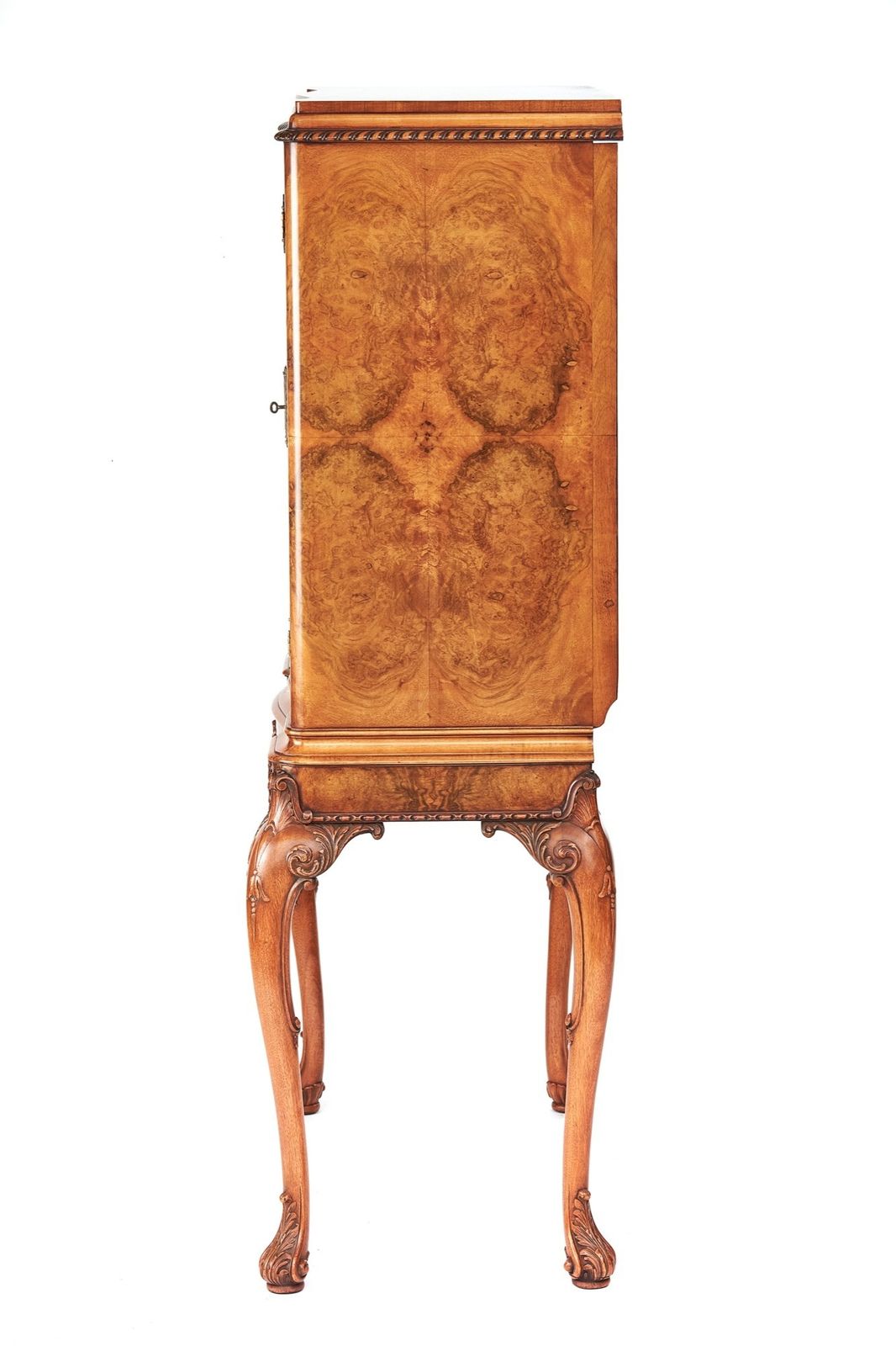 Fine Burr Walnut & Carved  Cocktail Cabinet On Stand photo Furniture
