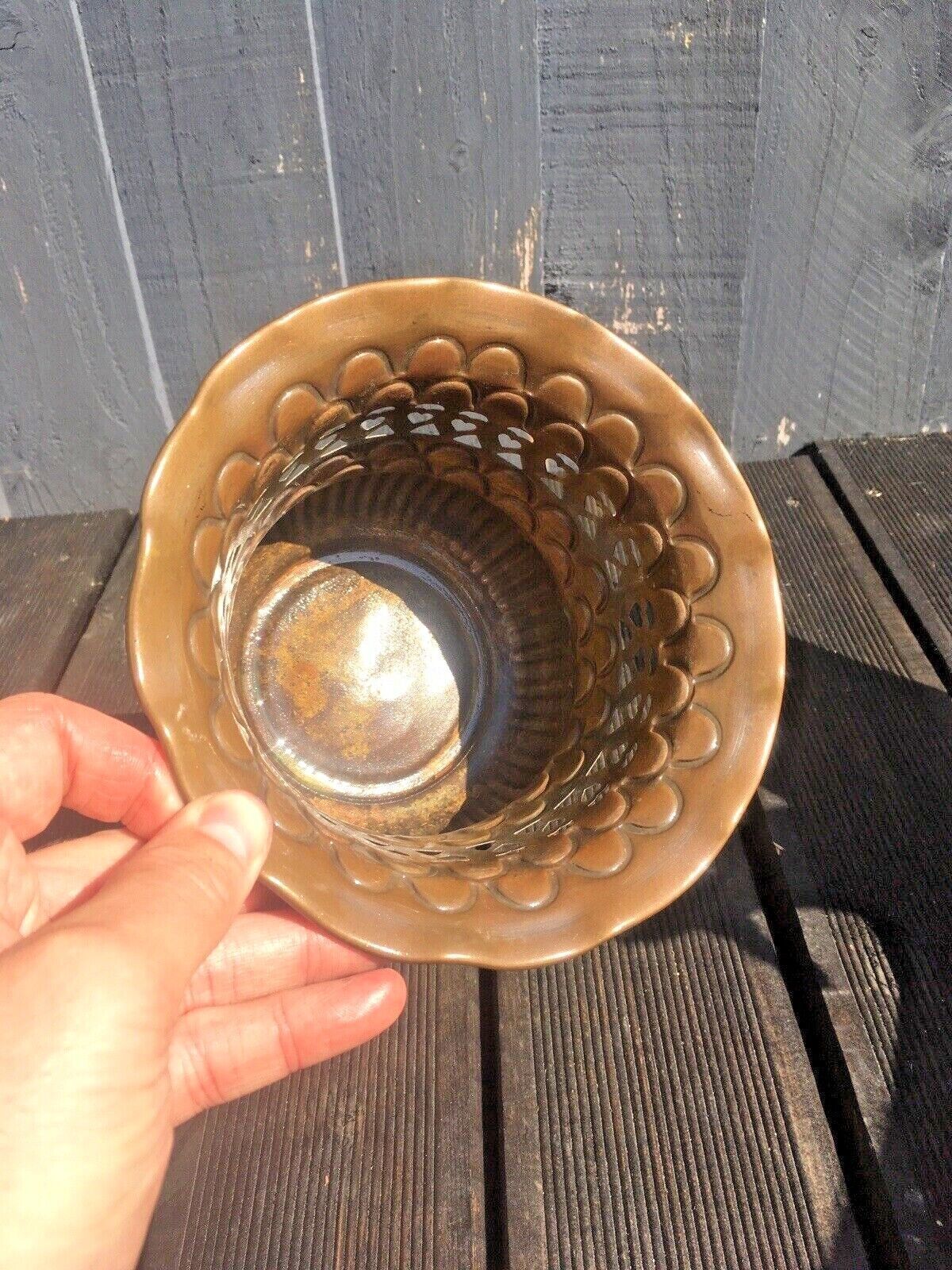 Vintage Brass Pierced Planter Flower Plant Herb Cacti Pot Boho Indian Antique photo vinterior