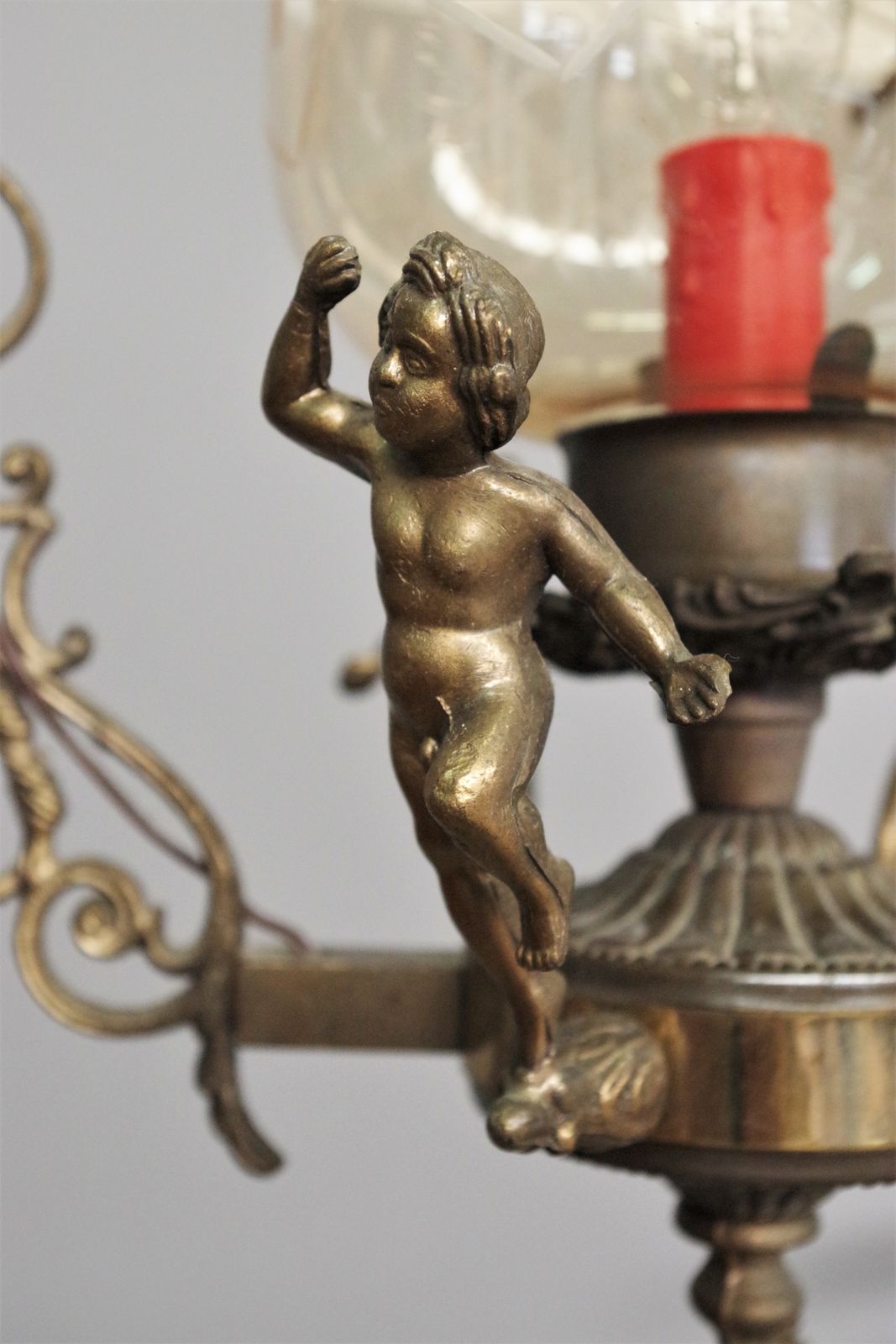 Bronze Pendant Lamp With Angels, 1960s photo vinterior