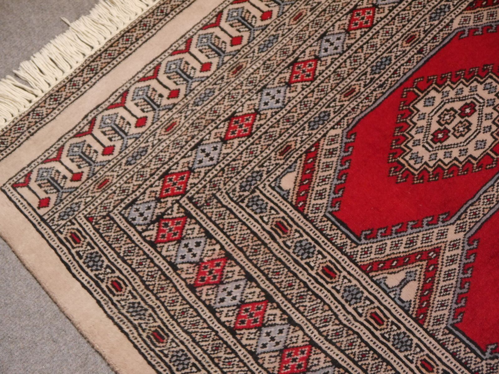 Vintage Turkmen Rug From Pakistan, 1980s Dark Red, Grey  photo furniture