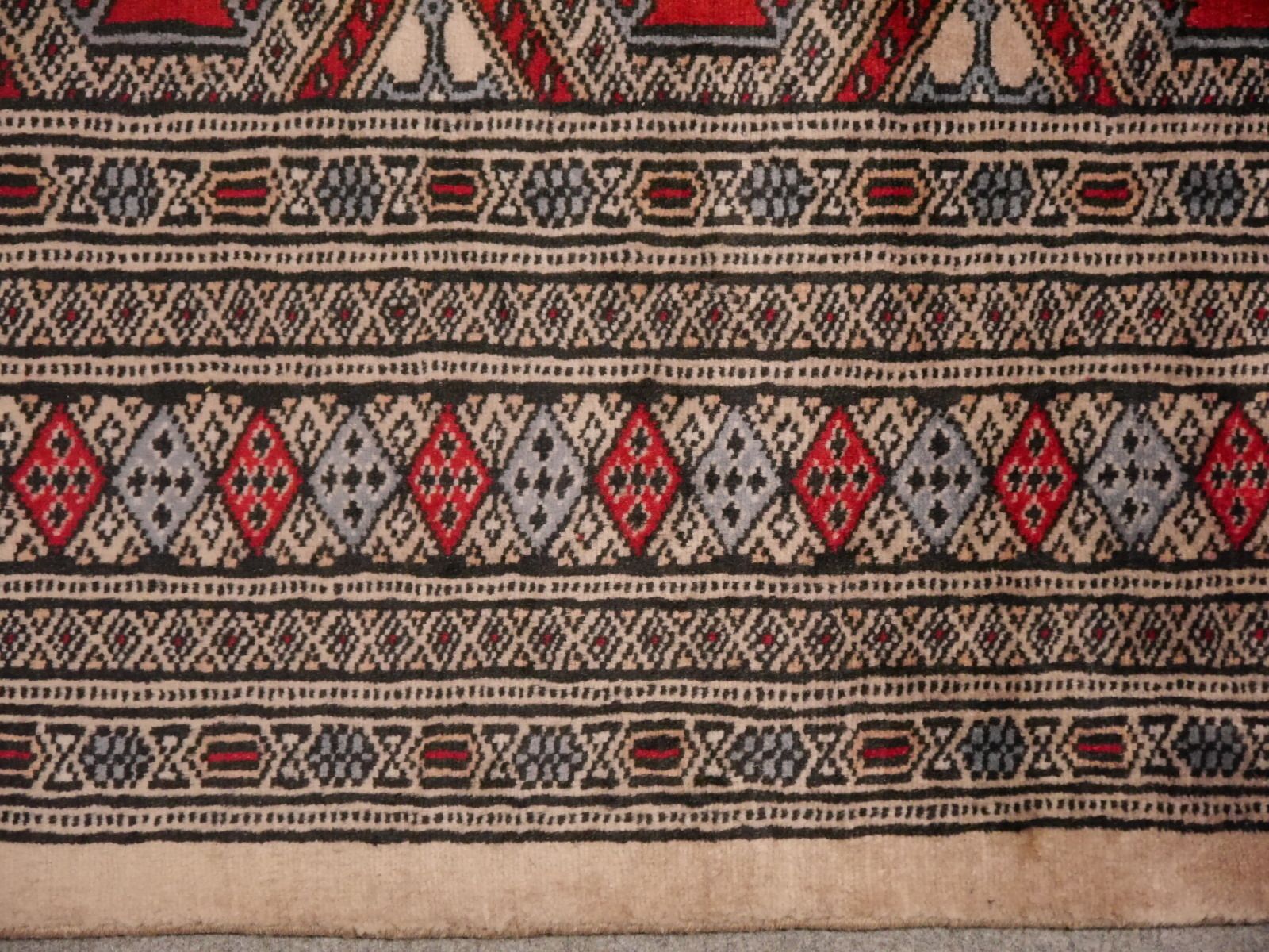 Vintage Turkmen Rug From Pakistan, 1980s Dark Red, Grey  photo 875.0