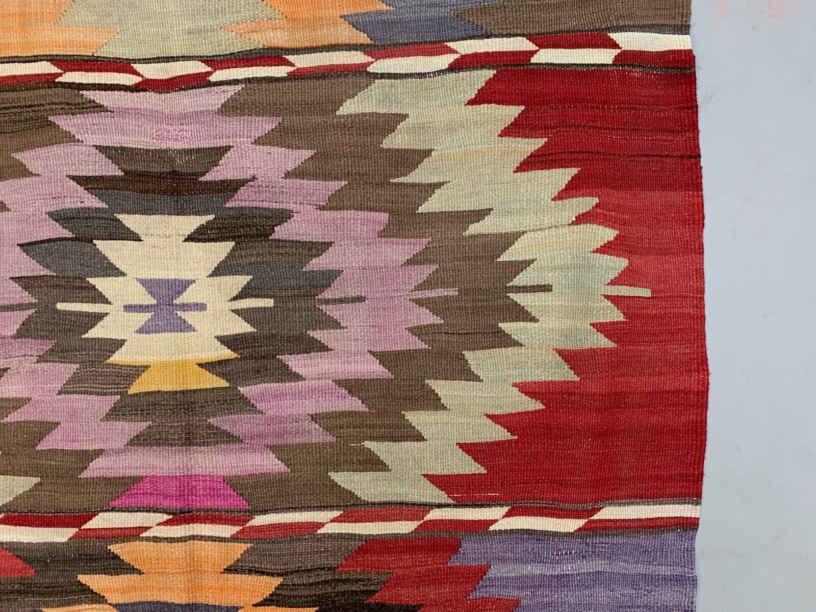 Vintage Turkish Kilim 300x134 Cm Wool Kelim Rug Large Wide Runner photo Textiles