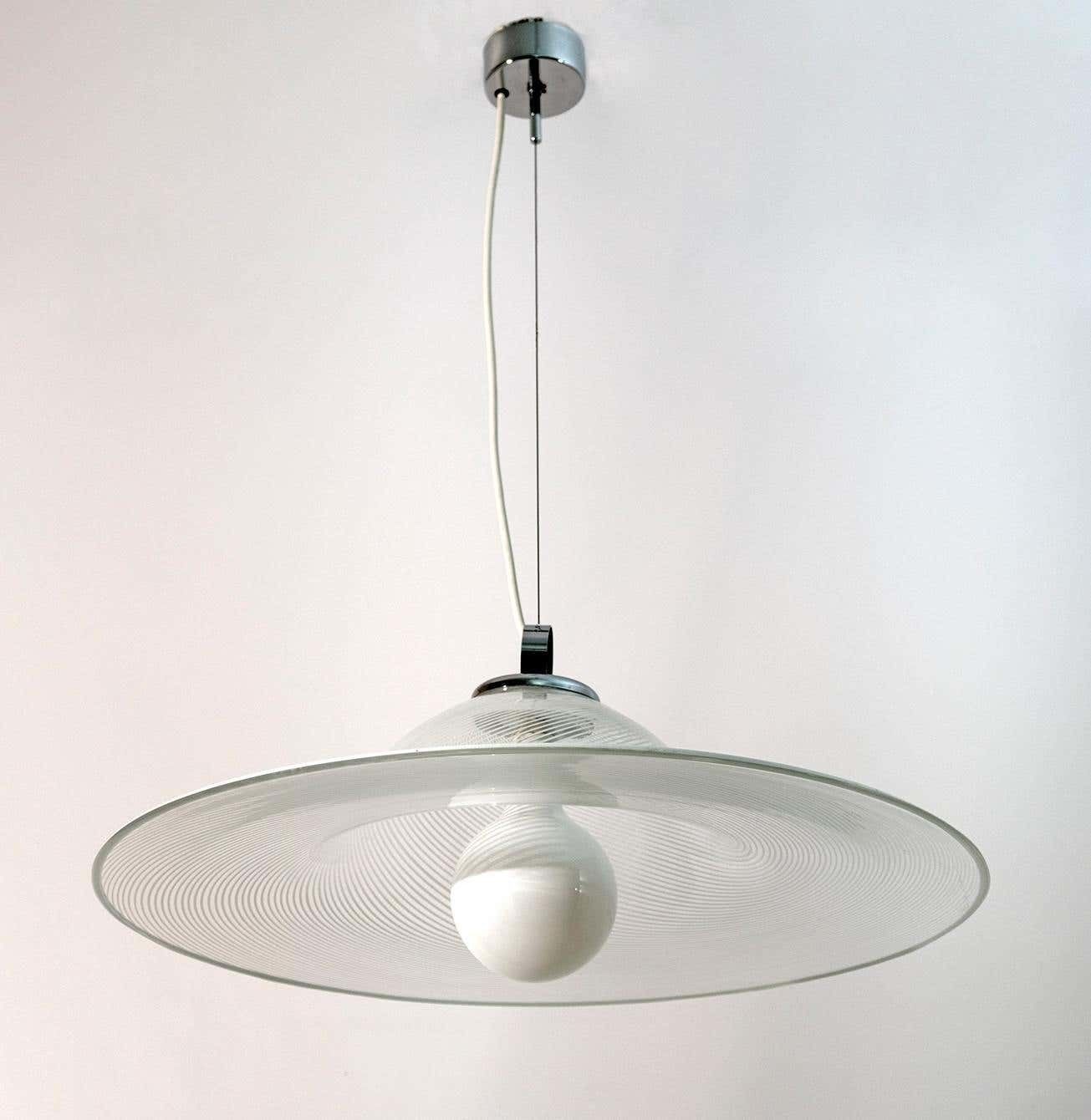 Mid Century Modern Italian Murano Spiral Glass Pendant Lamp, 1970s photo vinterior