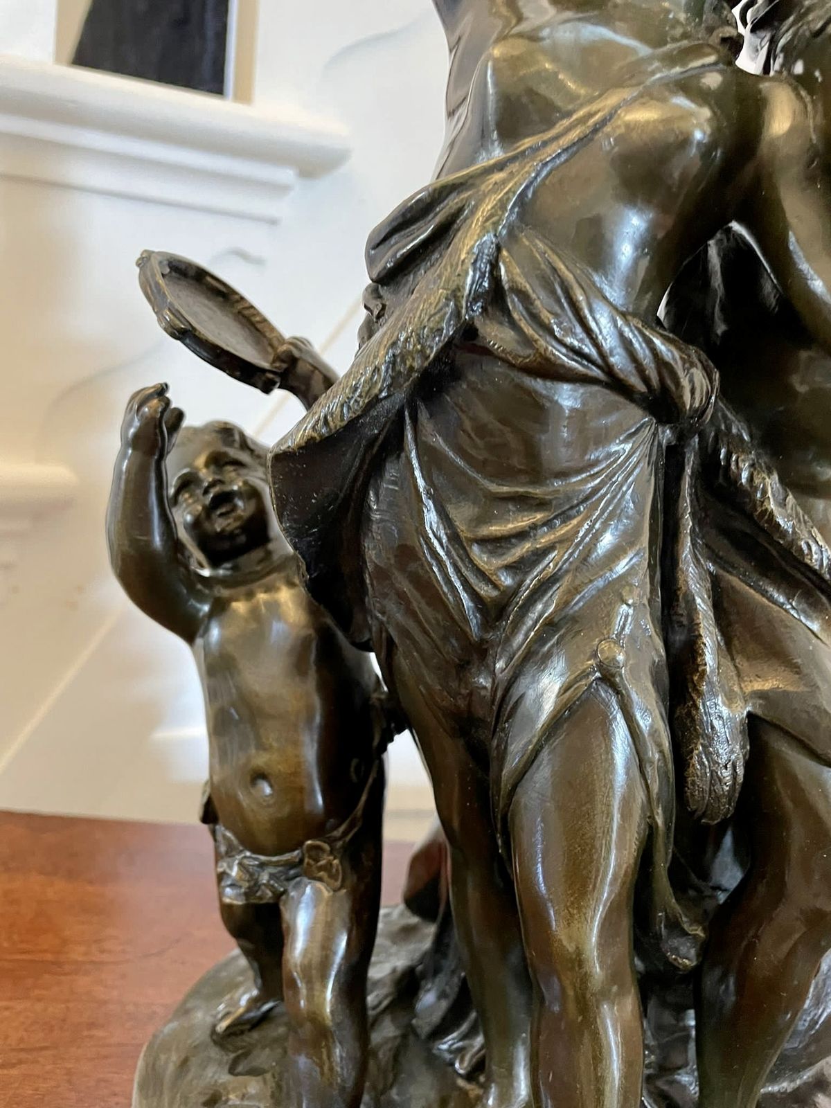 Antique Outstanding Quality Bronze Dancing Maidens Statue Signed By Clodion photo vinterior