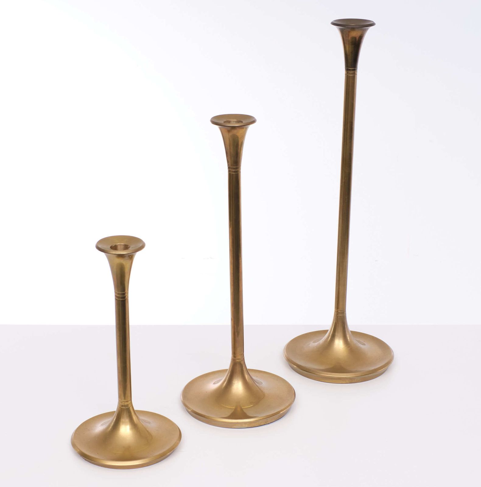 Villeroy & Boch Brass Candle Sticks Germany 1980s Set Of 3 photo vinterior