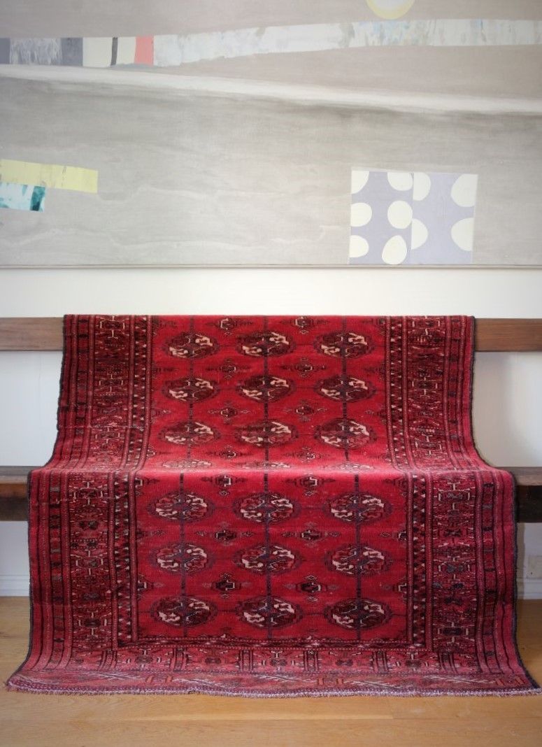 Vintage Handmade Turkish Turkoman Rug With 27 Medallions