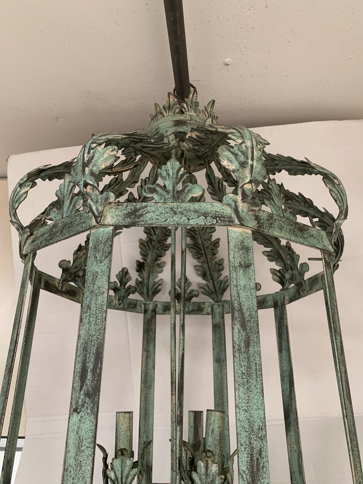 Chandelier In Green + Argilla Metal Big And Impressive  Wrought Iron Florentine Art Made In Italy photo furniture